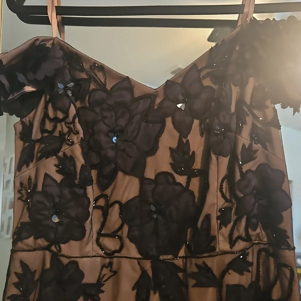 Adrianna Papell Black and Tan Floral Maxi Dress - Picture 2 of 12